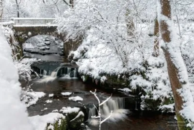 Waterfall in snow