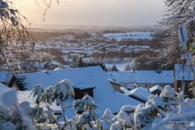snowy rooftops