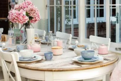 Lovely Rose and Blue Table Setting