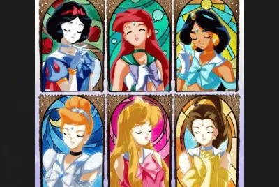 collage princesas vitrales