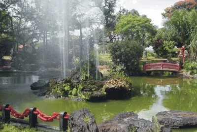 garden with fountains