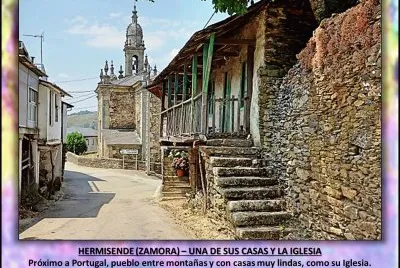 HERMISENDE (ZAMORA) â€“ UNA DE SUS CASAS Y LA IGLESIA