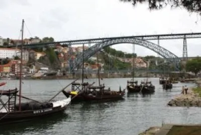 Traditional Port boats    Dom LuÃ­s I bridge -
