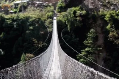 Hanging Bridge of Ghasa in Himalayas