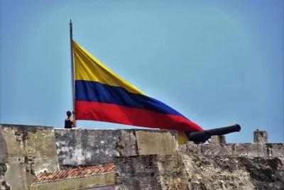 Bandera colombiana en Cartagena.