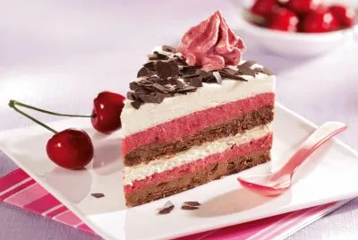 cake and cheryes on the side