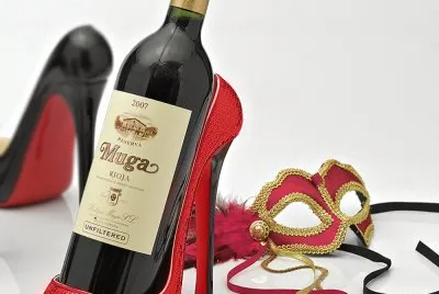 Vibrant Red Sequin Shoe Wine Holder