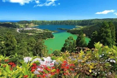 paysage en bleu vert jigsaw puzzle