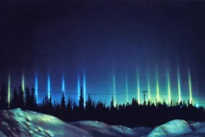 Light shining thru ice crystals suppended in air.