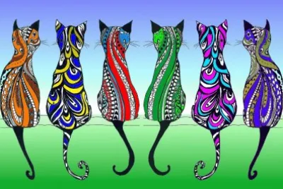 Colourful cats