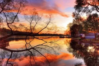 Por do sol no lago jigsaw puzzle