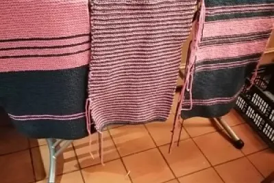 Strips ready to sew together for blanket