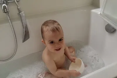 taking a bath