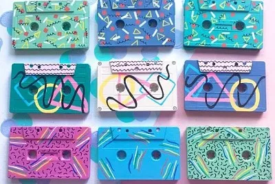 9 colorful cassettes