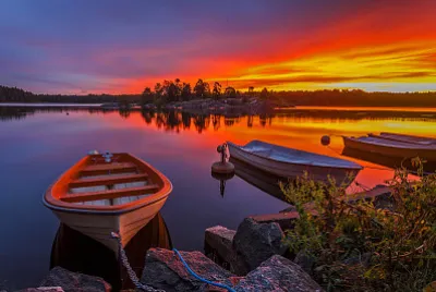 Puesta de sol en el lago(Suecia)