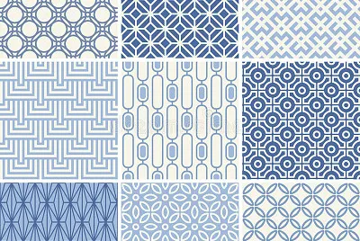Seamless geometric patterns set.