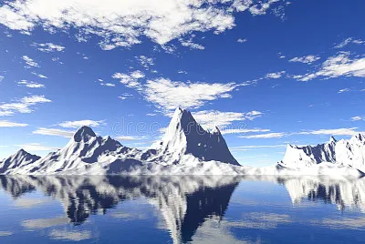 Alaska glaciers with water reflection.