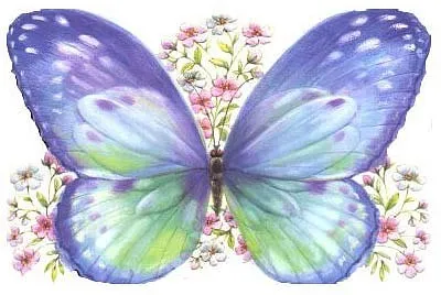 Mariposa Lila con Flores
