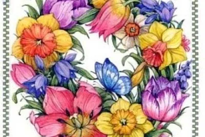 Flores Multicolores y Mariposas