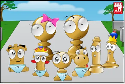 פאזל של Las piezas de ajedrez bebÃ©s