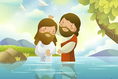 פאזל של JoÃ£o Batista batiza Jesus