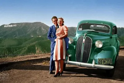 1937 Plymouth in the Hollywood hills in Los Angele