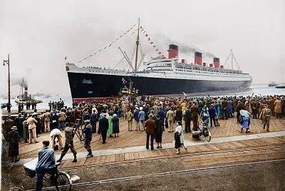 1936 RMS Queen Mary on her maiden voyage