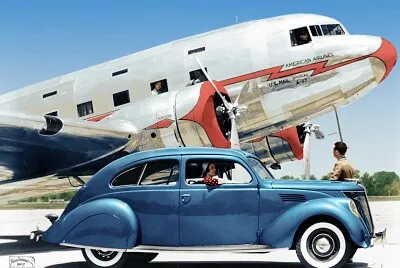 1936 Lincoln Zephyr and a US Mail Douglas DC-3