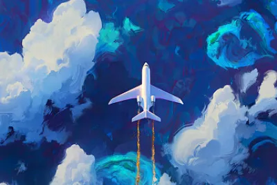 paisaje cielo,con avion volando alrededor