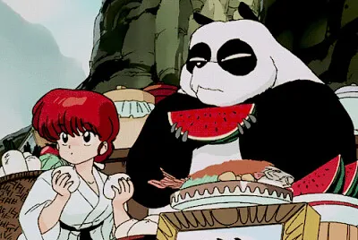 ranma y su papa se comen el premio