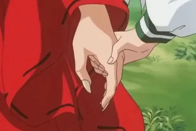 kagome toma de la mano a inuyasha
