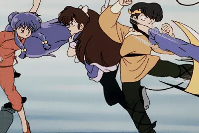 shampoo, ukio, ryoga y mouse pelean ranma 1/2 jigsaw puzzle