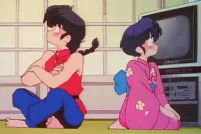 ranma y akane se sonrojan por abrazarse ranma 1/2