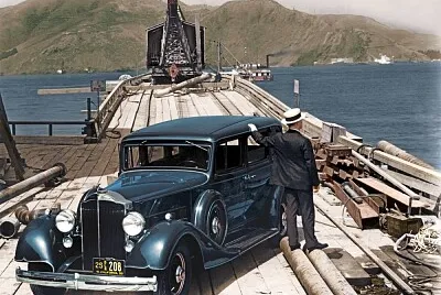 1934 Packard on the trestle to the South Tower