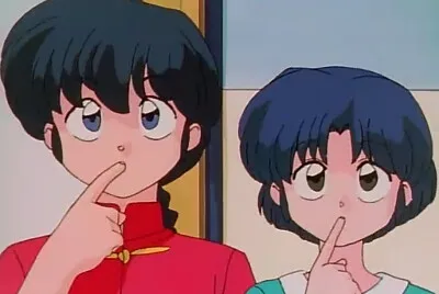 ranma y akane miran arriba curioseando ranma 1/2