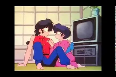ranma y akane se abrazan y se sonrojan ranma 1/2