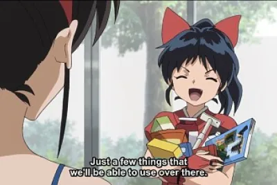 moroha le muestra a setsuna lo que compro hanyo no yashahme