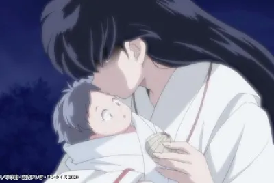 kagome besa a moroha de bebe hanyo no yashahime
