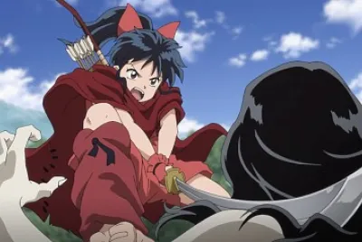 moroha trata de sacar su espada hanyo no yashahime