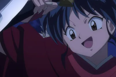 moroha esquiva un ataque de setsuna hanyo no yashahime