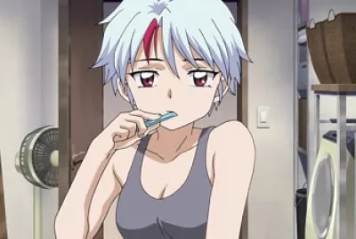 towa cepillandose los dientes hanyo no yashahime