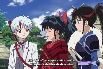 moroha, setsuna y towa llegan a la aldea de gatos hanyo no yashahime