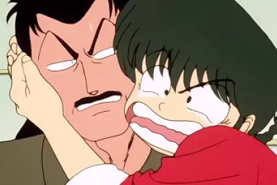 ranma abraza a soun por miedo al gato ranma 1/2