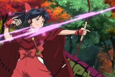 moroha ataca con una flecha hanyo no yashahime