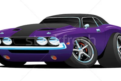 muscle car cartoon. Purple and black