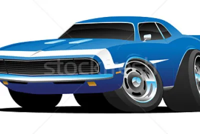 1960â€™s style muscle car cartoon.