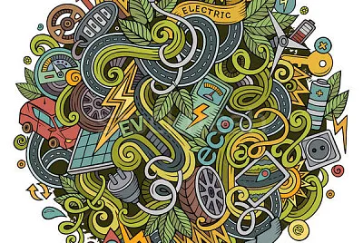 פאזל של hand drawn Electric cars illustration