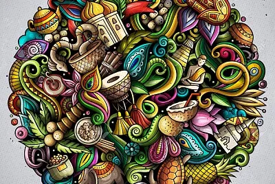 פאזל של cartoon-doodles-hand-drawn colorful-detail