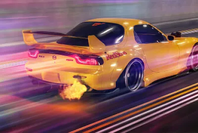 MAZDA RX-7 FLAMING OUT