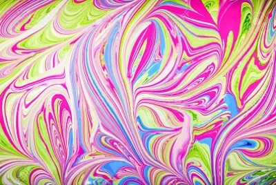 pink,blue and green color mixing together jigsaw puzzle